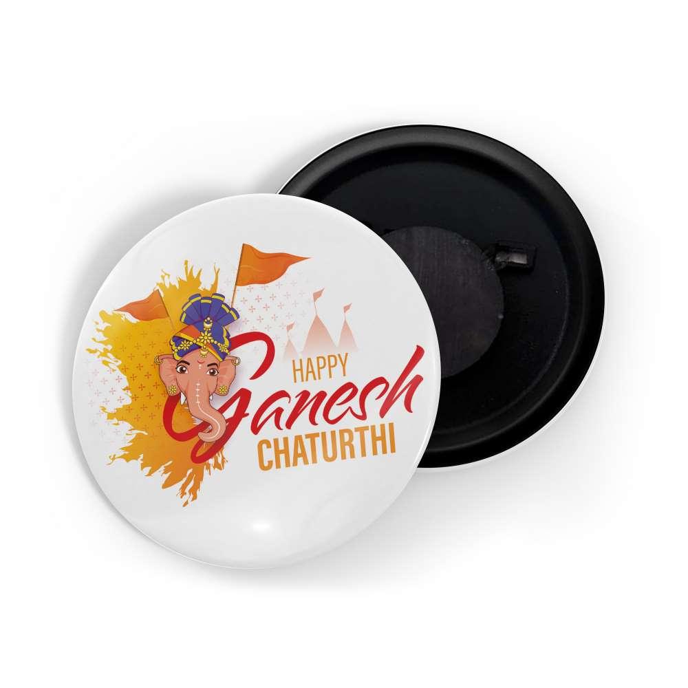 dhcrafts Fridge Magnet White Ganesha Chaturthi D3 Glossy Finish Design Pack of 1